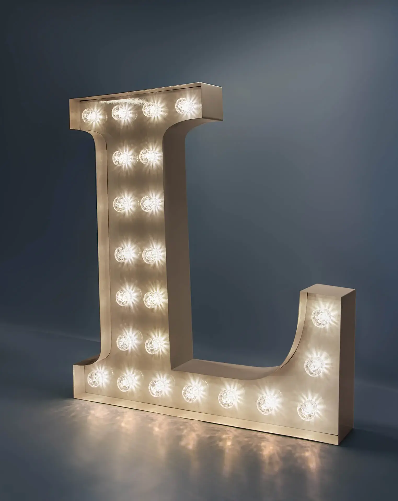 luminous letter with white light bulbs